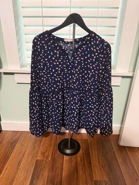 Copper Key Navy Floral Peplum Tunic